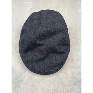 Barbour Barlow Flat Cap Mens XL Navy Blue Herringbone Wool Blend MHA0483NY15